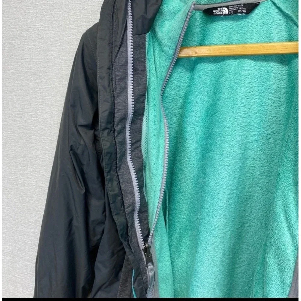 The North Face Gray DryVent Fleece Removable Lined Hooded‎ Jacket Kids L/G 14-16